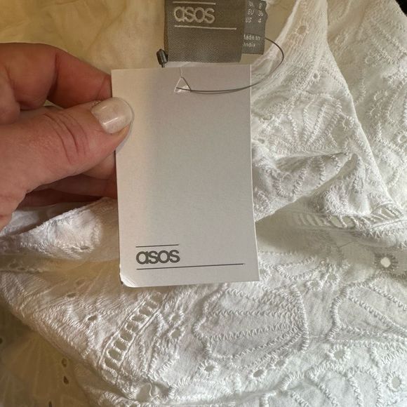 ASOS DESIGN shell broderie midi skirt with peplum hem in white 4 - Picture 7 of 7